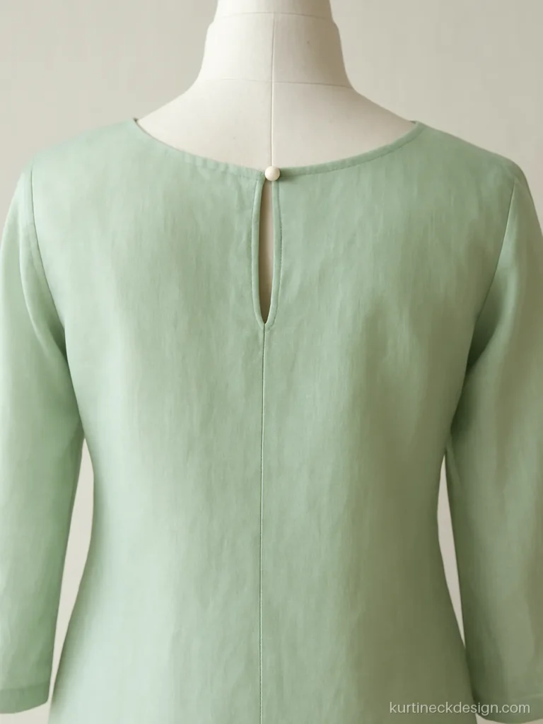 Organza kurti back neck design with keyhole and pearl button
